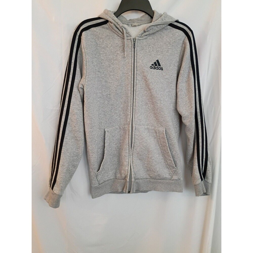 Adidas Essentials 3-Stripes Full-Zip Hoodie Grey Y2K athletic